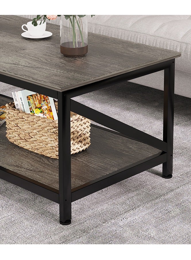 Generic Coffee Table End Table Sofa Center Table with 2 Tier Storage Shelf and Adjustable Table Leg Tea Table Desk Computer Desk for Living Room  Bedroom Office (100*55*43cm)  - Image 4