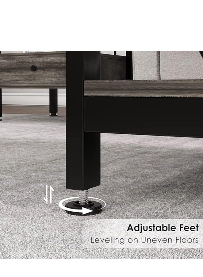 Generic Coffee Table End Table Sofa Center Table with 2 Tier Storage Shelf and Adjustable Table Leg Tea Table Desk Computer Desk for Living Room  Bedroom Office (100*55*43cm)  - Image 5
