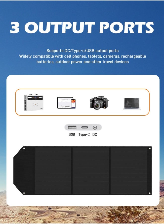 VANPA 100W Portable Solar Panel for Portable Power Station, Foldable Solar Charger Chainable for All VANPA Series Waterproof IP67 for Outdoor Camping  - Image 4