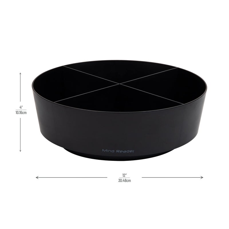Mind Reader Snack Carousel, Countertop Organizer, Snack Tray, Condiment Holder, Breakroom, Kitchen, 12"L x 12"W x 4"H, Black - Image 3
