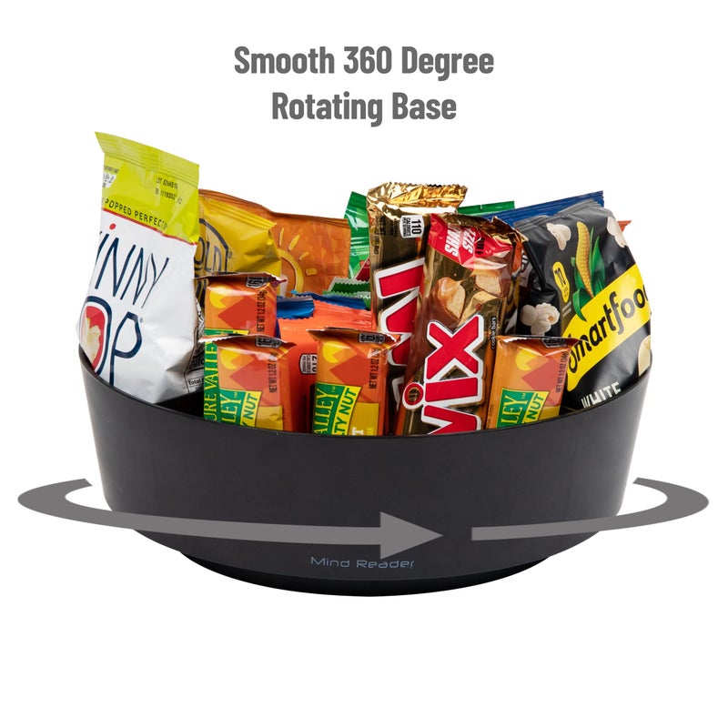 Mind Reader Snack Carousel, Countertop Organizer, Snack Tray, Condiment Holder, Breakroom, Kitchen, 12"L x 12"W x 4"H, Black - Image 4