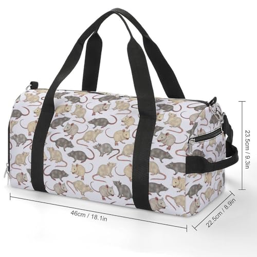 NELife Rat Opossum Sport Gym Duffle Travel Bag with Shoe CompartmentWet Pocket for Men and Women - Image 3
