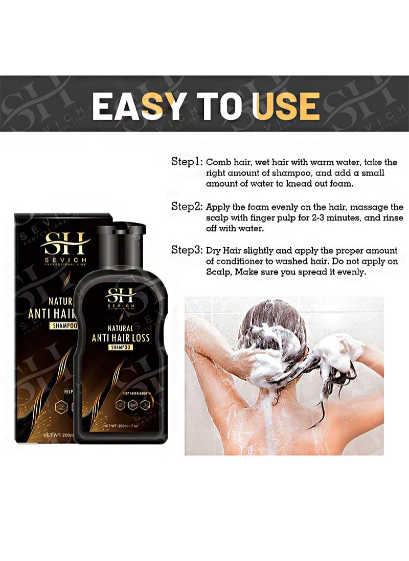 Natural Anti Hair Shampoo 200ml, Anti Hair Loss Recovery Effective Solution, Natural Hair Care Essential Shampoo for Men & Women