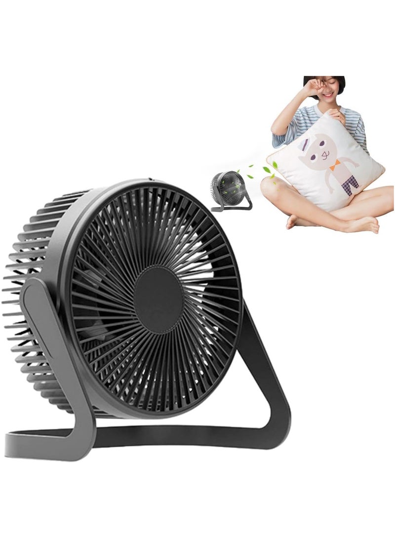 5 Inch Black USB Charge Desktop Mini Fan, Portable Handheld Small Fan for Home Office and Outdoor Use