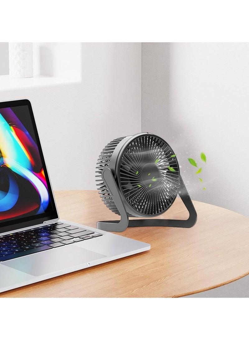 5 Inch Black USB Charge Desktop Mini Fan, Portable Handheld Small Fan for Home Office and Outdoor Use