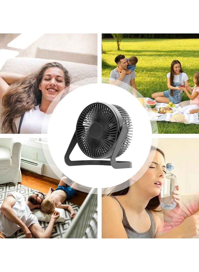 5 Inch Black USB Charge Desktop Mini Fan, Portable Handheld Small Fan for Home Office and Outdoor Use