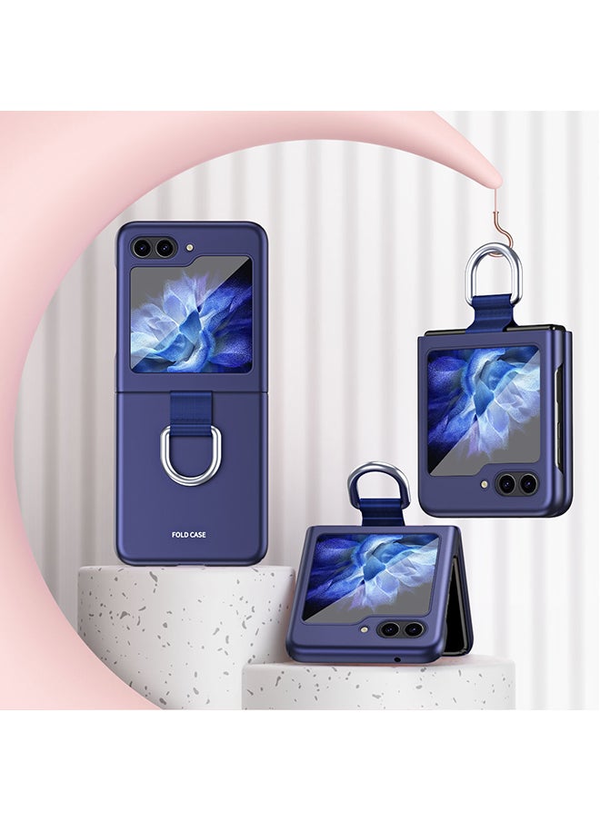 O Ozone Case for Samsung Galaxy Z Flip5 5G Cover with Ring Holder Hard PC Phone Case Shock-proof Anti-scratch Protective Phone Bumper Cover - Blue  - Image 2