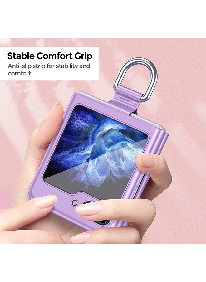 O Ozone Case for Samsung Galaxy Z Flip5 5G Cover with Ring Holder Hard PC Phone Case Shock-proof Anti-scratch Protective Phone Bumper Cover - Blue  - Image 5