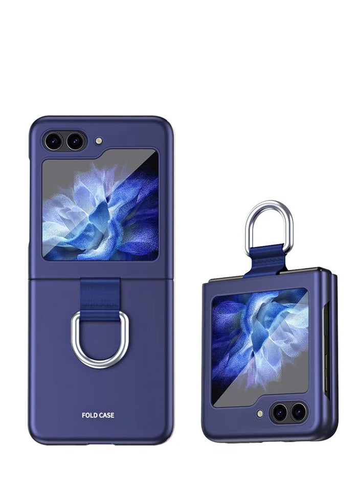 O Ozone Case for Samsung Galaxy Z Flip5 5G Cover with Ring Holder Hard PC Phone Case Shock-proof Anti-scratch Protective Phone Bumper Cover - Blue  - Image 1