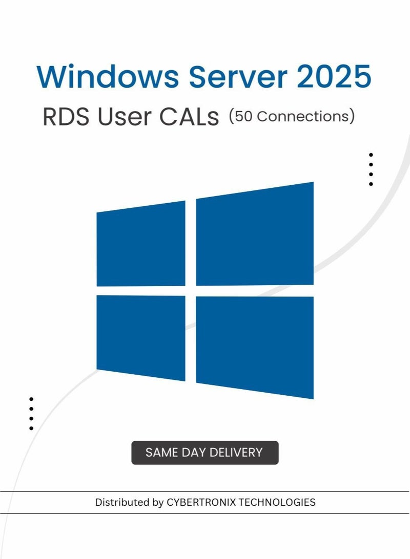 Windows Microsoft Windows Server 2025 RDS User CALs (50 Connections) | Digital License | SAME DAY DELIVERY