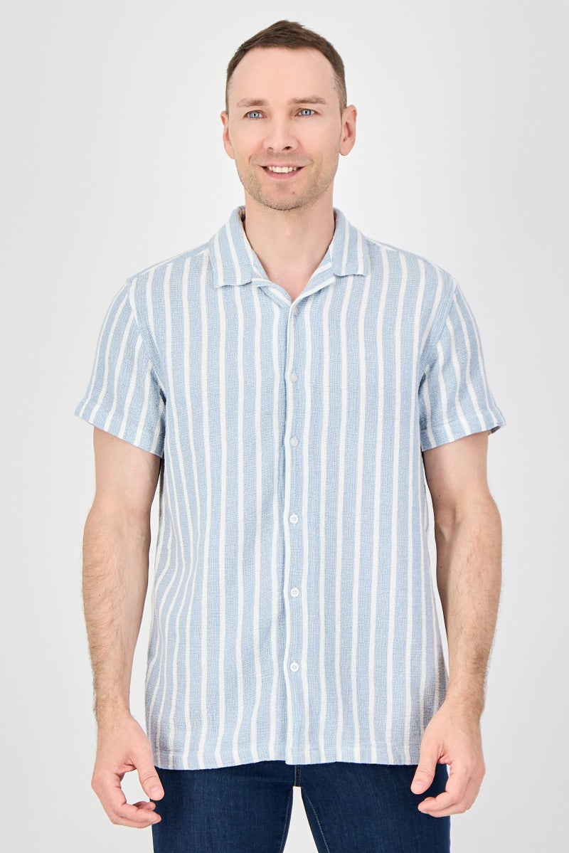 BRAVE SOUL Men Regular Fit Stripe Short Sleeve Casual Shirt, Multicolor - Image 1