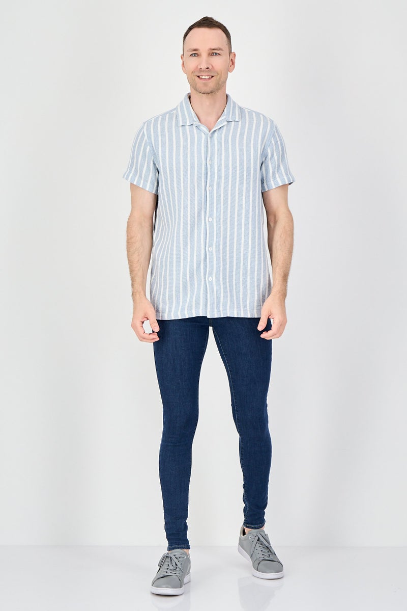 BRAVE SOUL Men Regular Fit Stripe Short Sleeve Casual Shirt, Multicolor - Image 4