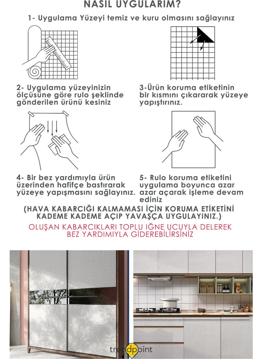 Trendpoint Self-Adhesive 60CM×100CM Linen Look Light Gray Wallpaper Kitchen Cabinet Covering  - Image 5