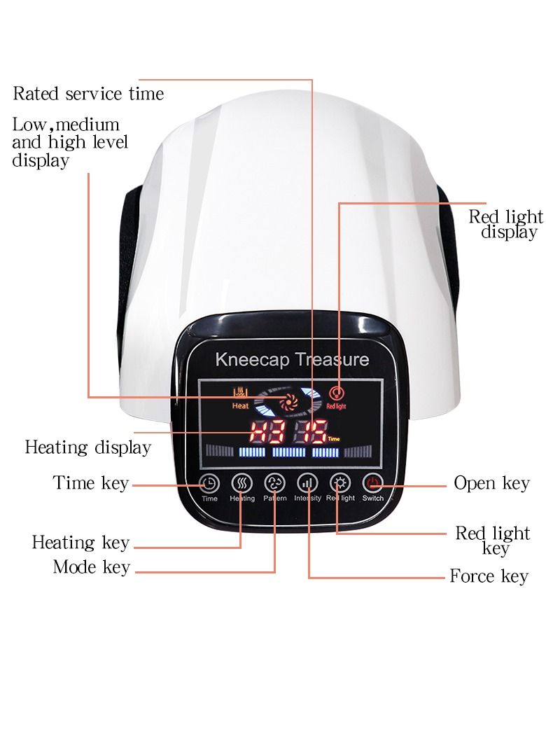 Wireless Knee Massager for Joint Pain Relief Arthritis Cramps Meniscus Pain Electric Vibration Knee Brace Wrap with 3 Adjustable Heat Patterns Intensity Time Red Light White - Image 4