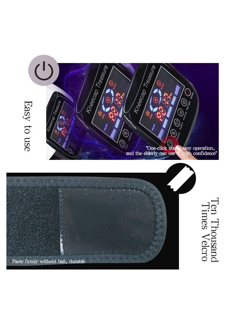 Wireless Knee Massager for Joint Pain Relief Arthritis Cramps Meniscus Pain Electric Vibration Knee Brace Wrap with 3 Adjustable Heat Patterns Intensity Time Red Light White - Image 5