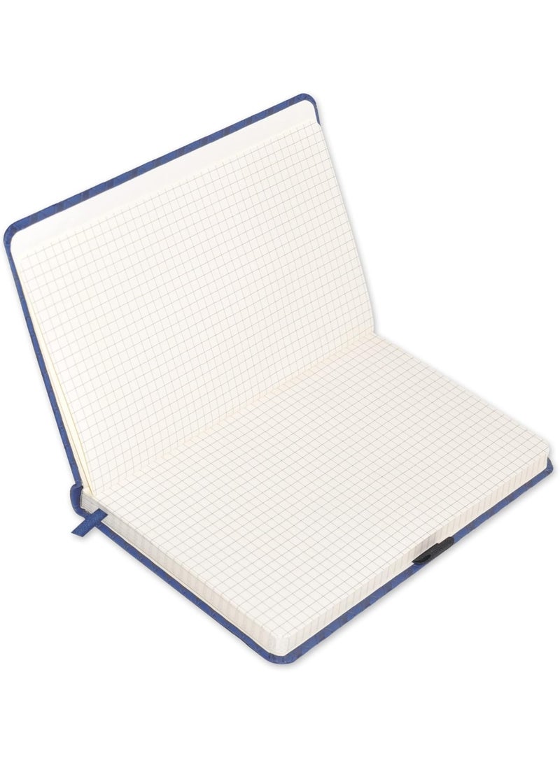 FIS® Executive Notebook, Size 13x21CM, 96 Sheets 5MM Square With Elastic PU Window Blue Design 3 -FSNBEX5M1321BL3 - Image 2