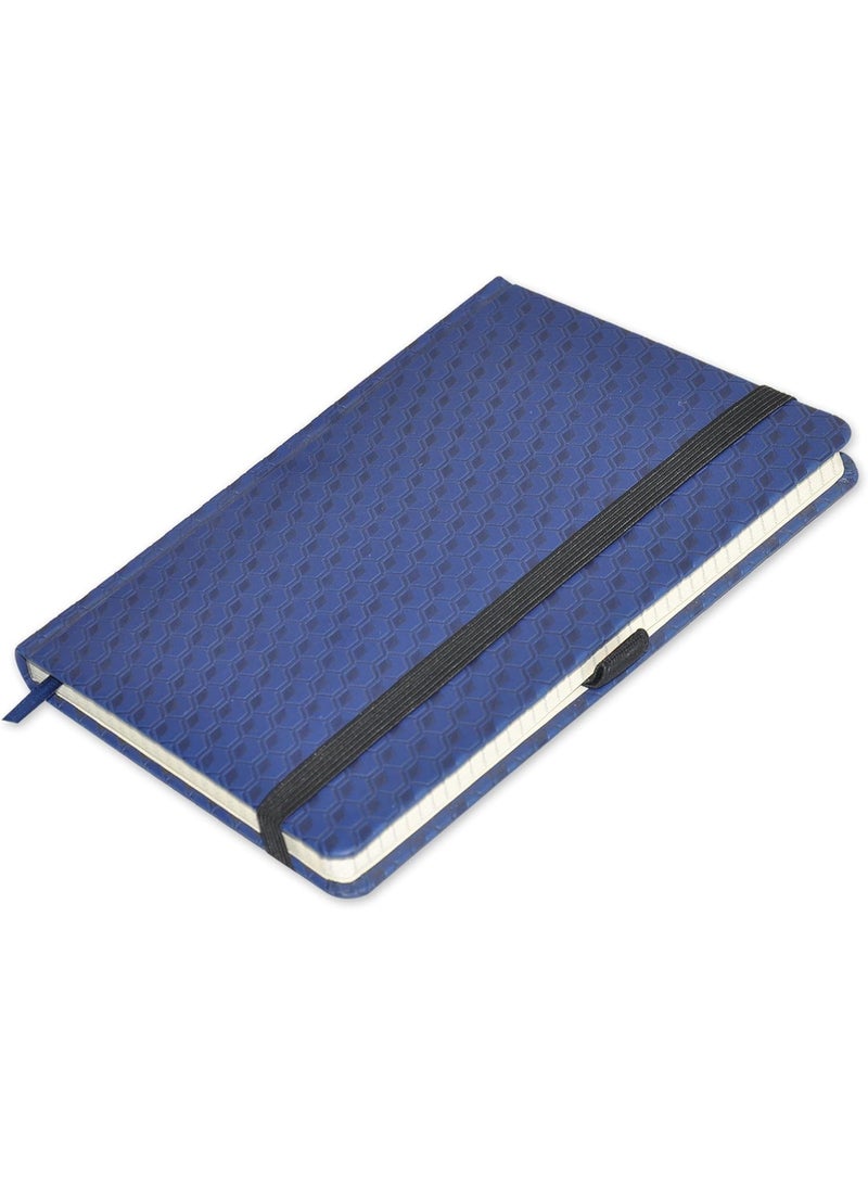 FIS® Executive Notebook, Size 13x21CM, 96 Sheets 5MM Square With Elastic PU Window Blue Design 3 -FSNBEX5M1321BL3 - Image 1