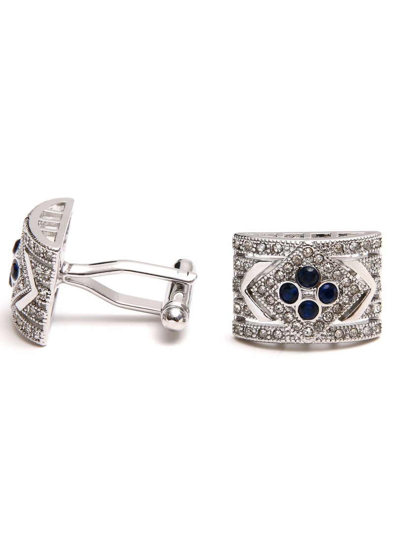 TOVELE5 Luxury Silver Cufflinks with Black Zircon and Crystal Inlay - Image 4