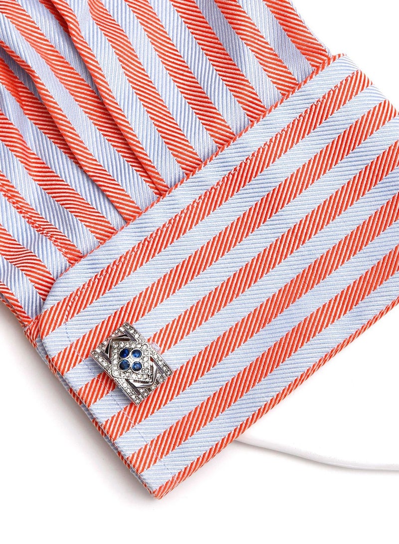 TOVELE5 Luxury Silver Cufflinks with Black Zircon and Crystal Inlay - Image 5