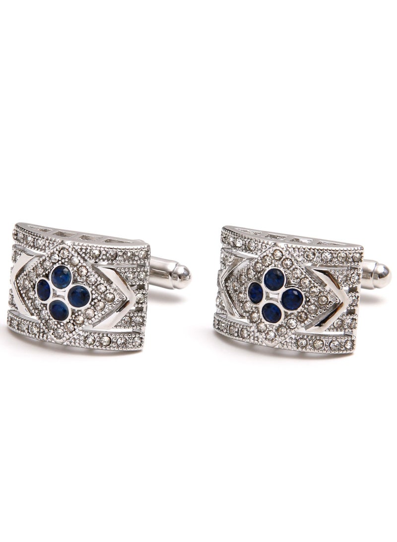 TOVELE5 Luxury Silver Cufflinks with Black Zircon and Crystal Inlay - Image 3