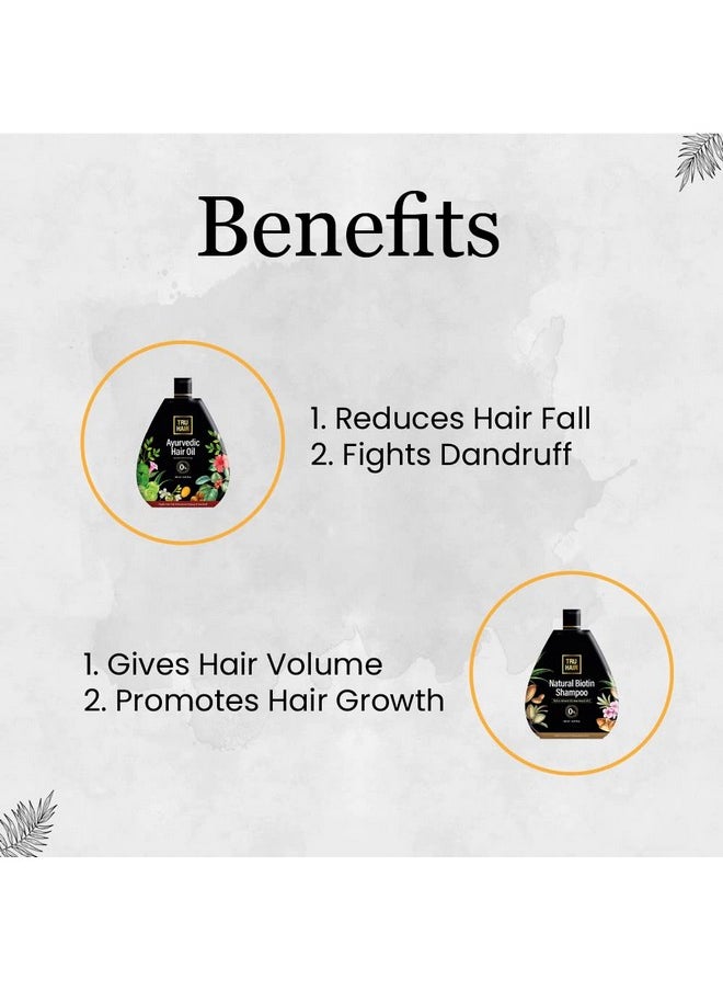 TRU HAIR Ayurvedic Hair Oil With Bhringraj, Amla & Hibiscus For Dandruff, Hair Fall Control, Hair Growth & Shiny Hair (Hair Oil (100Ml) + Bition Shampoo) | True Hair Combo  - Image 2