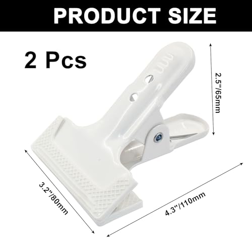Murtenze 2 Pack Heavy Duty Spring Clamps Clips, 4" Backdrop Spring Clamps Black Metal Rubber Hinge Clip for Photography Background Stands, Woodworking & Home Improvement Projects(White) - Image 2