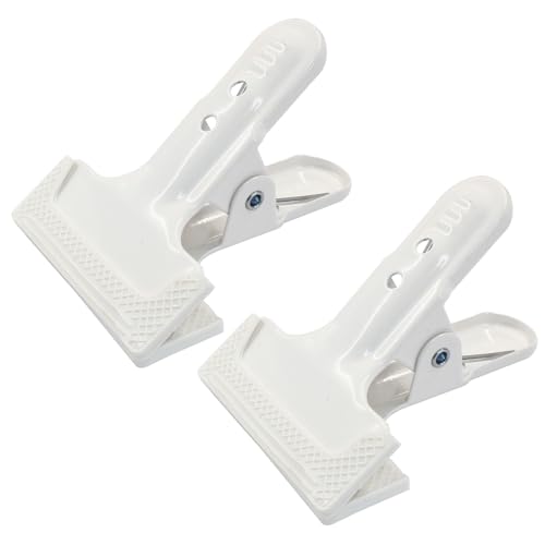 Murtenze 2 Pack Heavy Duty Spring Clamps Clips, 4" Backdrop Spring Clamps Black Metal Rubber Hinge Clip for Photography Background Stands, Woodworking & Home Improvement Projects(White) - Image 1