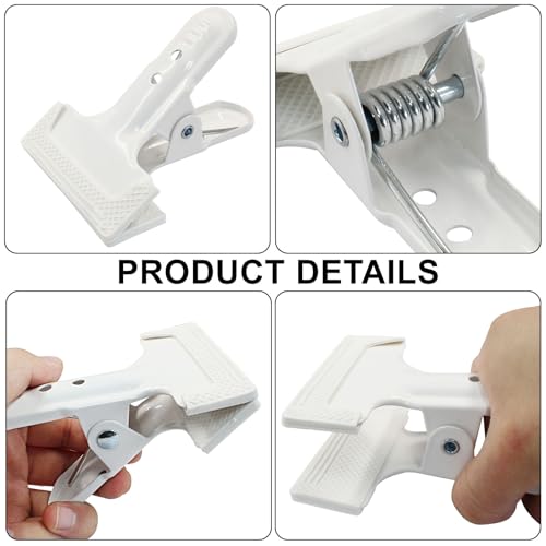 Murtenze 2 Pack Heavy Duty Spring Clamps Clips, 4" Backdrop Spring Clamps Black Metal Rubber Hinge Clip for Photography Background Stands, Woodworking & Home Improvement Projects(White) - Image 4