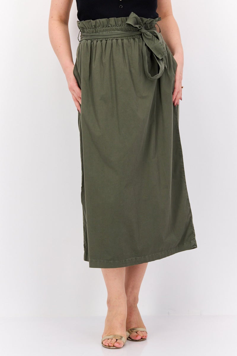 Robe Di Kappa Women Solid Casual Midi Skirt, Dark Green - Image 1