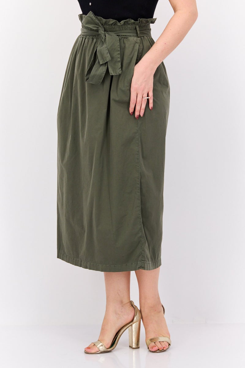 Robe Di Kappa Women Solid Casual Midi Skirt, Dark Green - Image 2