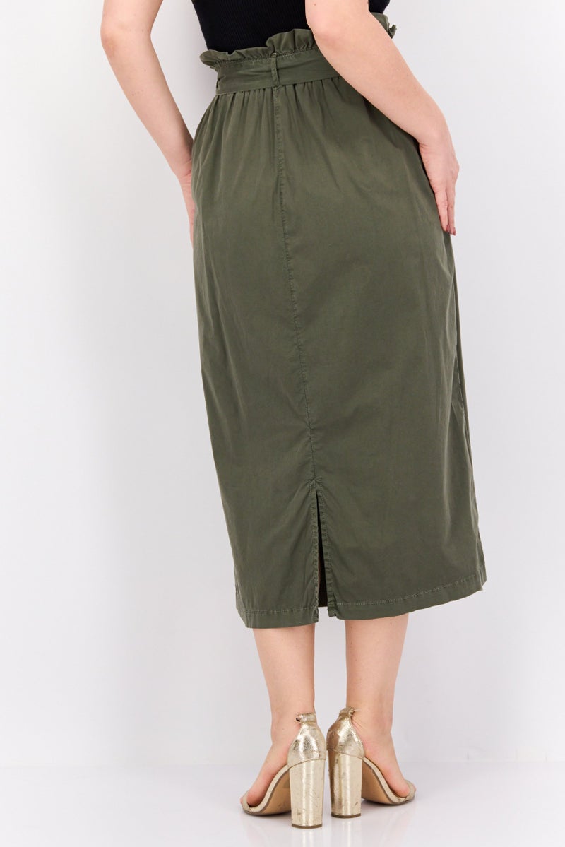 Robe Di Kappa Women Solid Casual Midi Skirt, Dark Green - Image 3