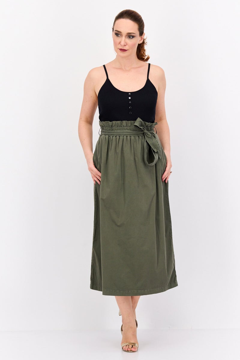 Robe Di Kappa Women Solid Casual Midi Skirt, Dark Green - Image 4