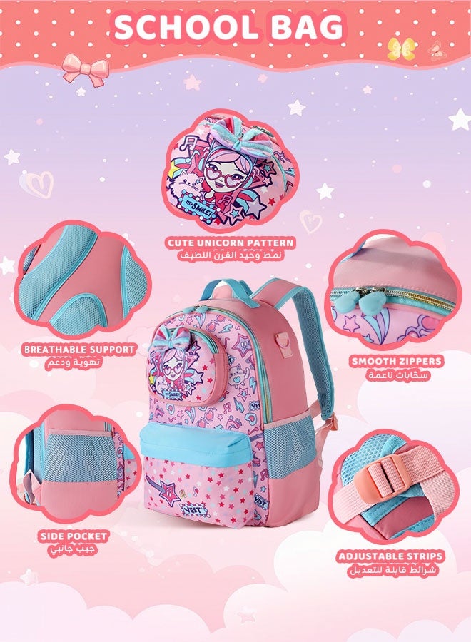 الأورلار طقم حقيبة مدرسية للبنات 3 قطع – حقيبة ظهر خفيفة ومقاومة للماء مع حقيبة غداء وحافظة أقلام، تتسع لجهاز كمبيوتر 15.6 بوصة، مثالية للمدرسة والرحلات - Image 3