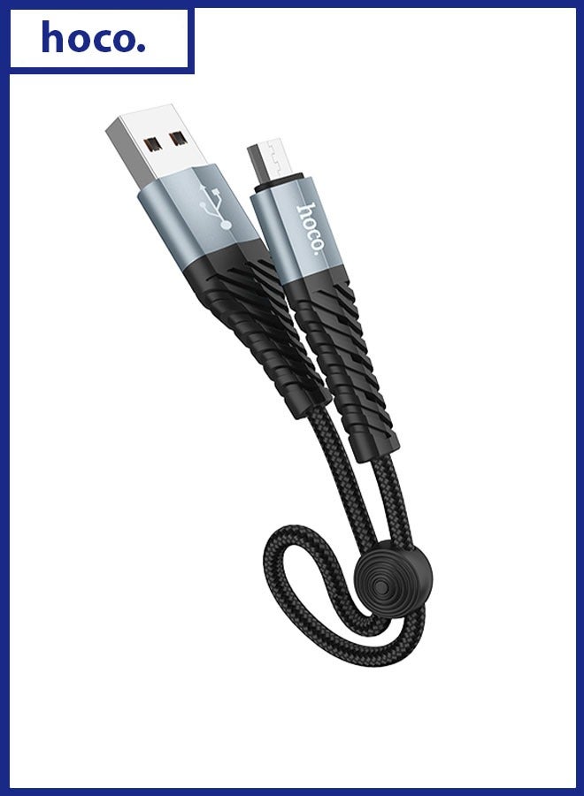 hoco. X38 Cool Charging Data Cable for Micro USB – 0.25M Ultra-Short Fast Charging & Data Sync Cable with LED Indicator, Tangle-Free Braided Design, Durable & Heat-Resistant, Ideal for Power Banks, Android Devices & Car Charging  - Image 1