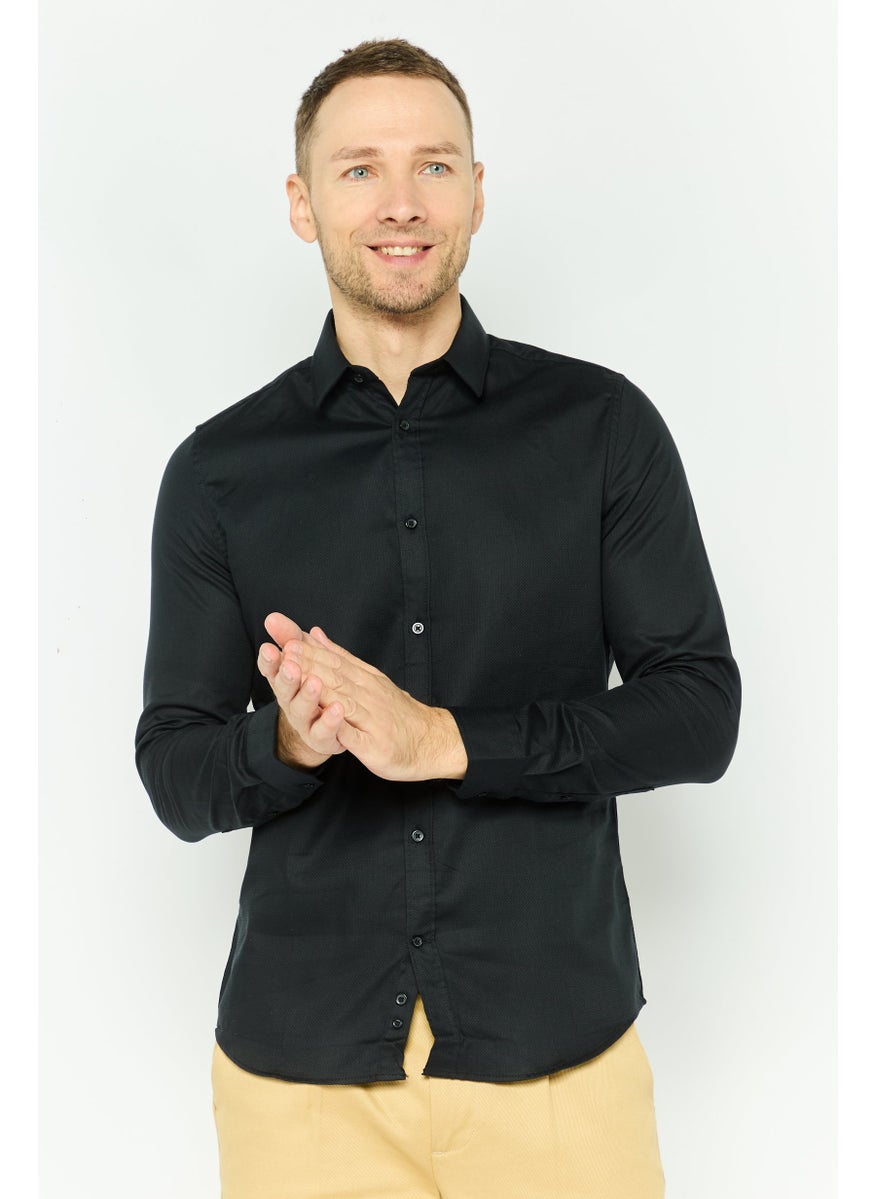 Men Slim Fit Textured Long Sleeves Casual Shirt, Black - pzsku/ZA31516054383AFFCE5FBZ/45/_/1738419187/bcecbbc0-628e-48ba-a691-c98ad1c65081