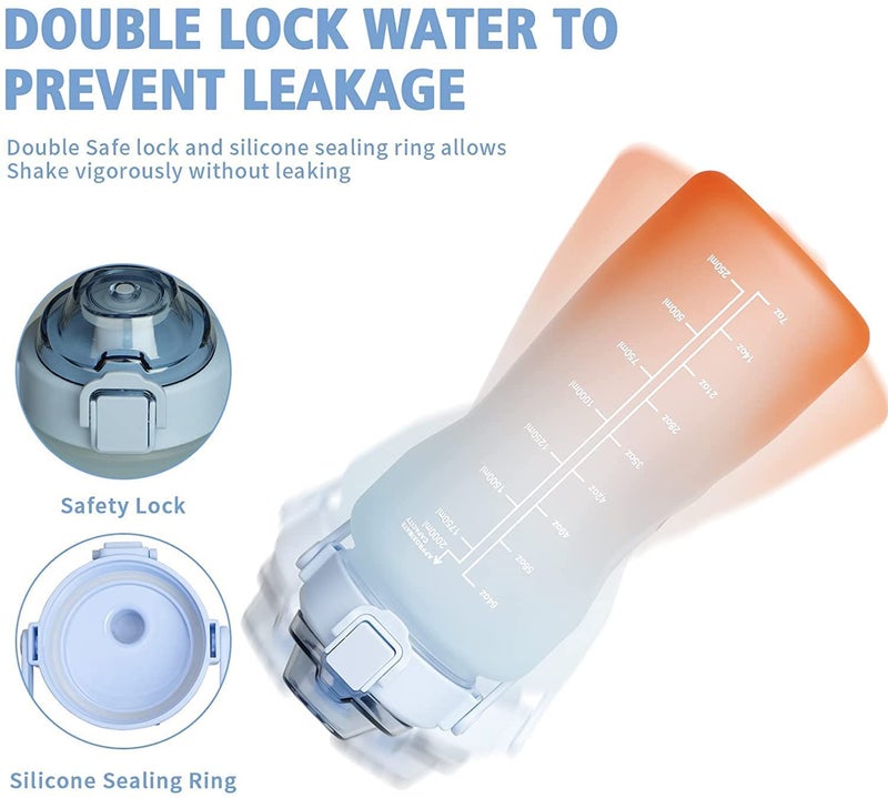 GALV Set of 3 Water Bottle with Motivational Time Marker Leakproof Durable NonToxic Sipper Water bottle for office School Gallon Water bottle for gym Multicolour - Image 4