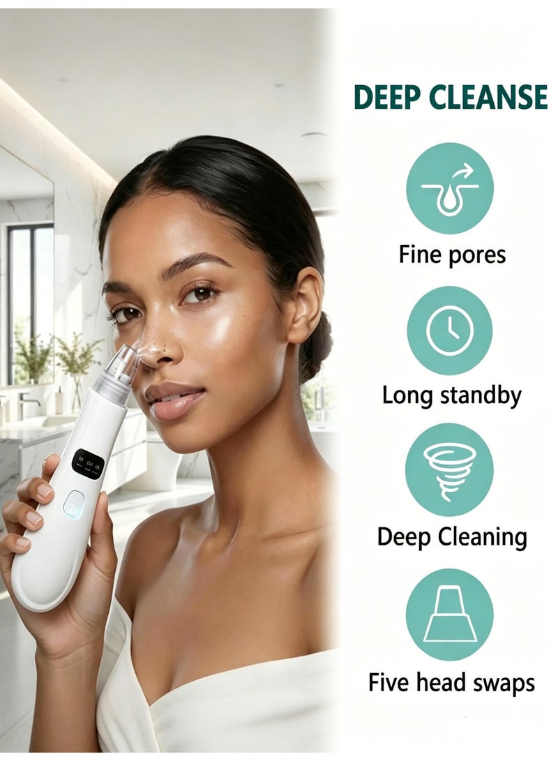KIIUMI Blackhead Remover, pores remover with 3 Suction Power,5 Probes, USB Rechargeable pimple remover, Acne Extractor Remover Vacuum Cleaning Instrument - Image 5