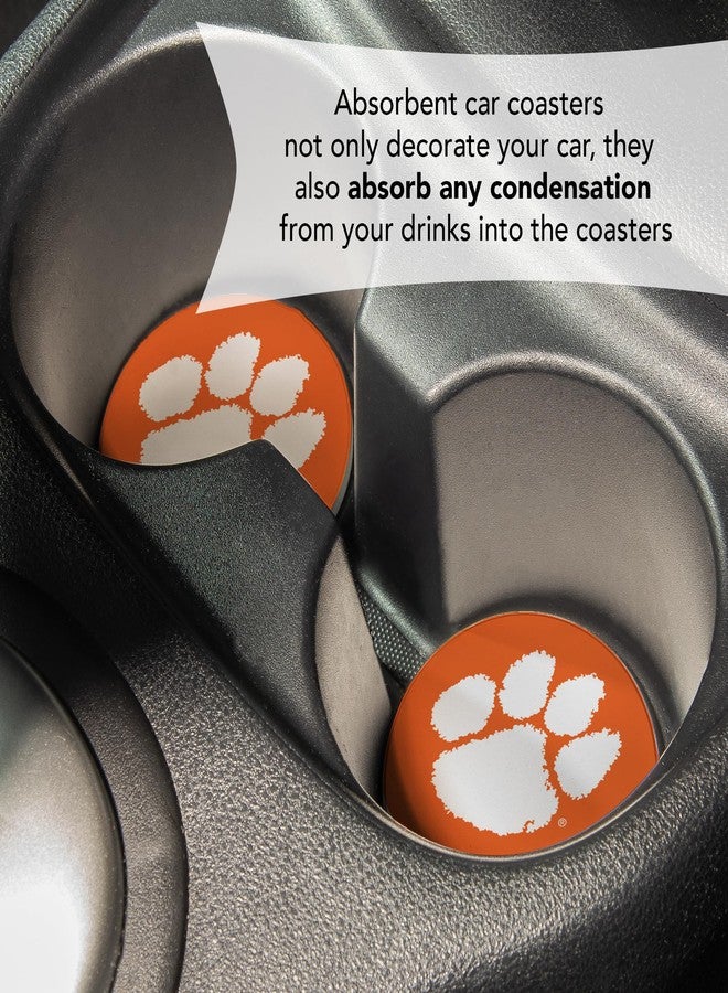 Desert Cactus Clemson University Car Accessories CU Tigers Absorbent Sandstone Cup Coasters Licensed Product Set of 2 (Design A) - Image 5