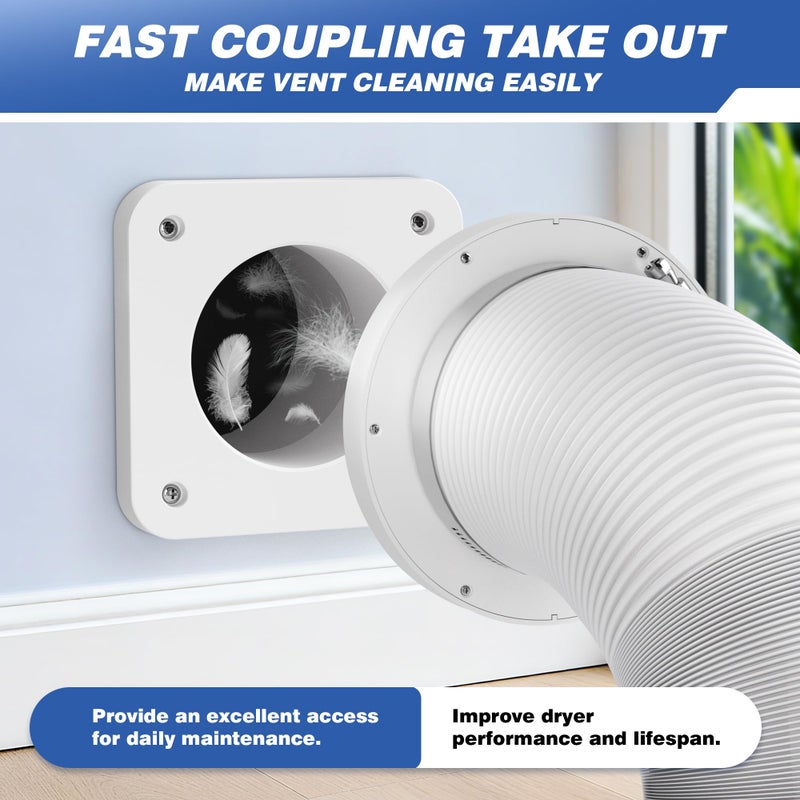 RDXTIK Magnetic Dryer Vent Connector, DV180 Airtight Seal Dryer Vent Coupling Kit with 4" 3.3ft Duct, Easy to Clean - Image 5