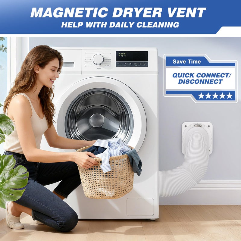 RDXTIK Magnetic Dryer Vent Connector, DV180 Airtight Seal Dryer Vent Coupling Kit with 4" 3.3ft Duct, Easy to Clean - Image 2