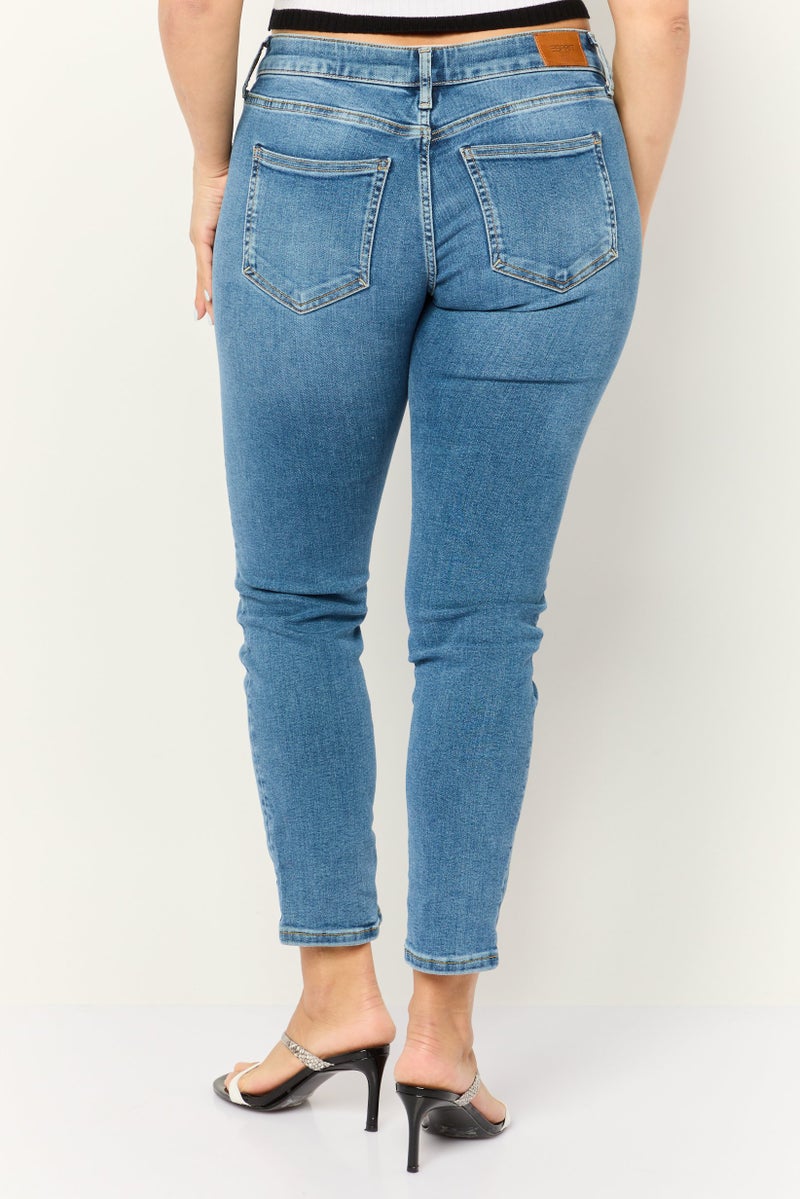 ESPRIT Women Slim Fit Washed Stretchable Jeans, Light Blue - Image 3