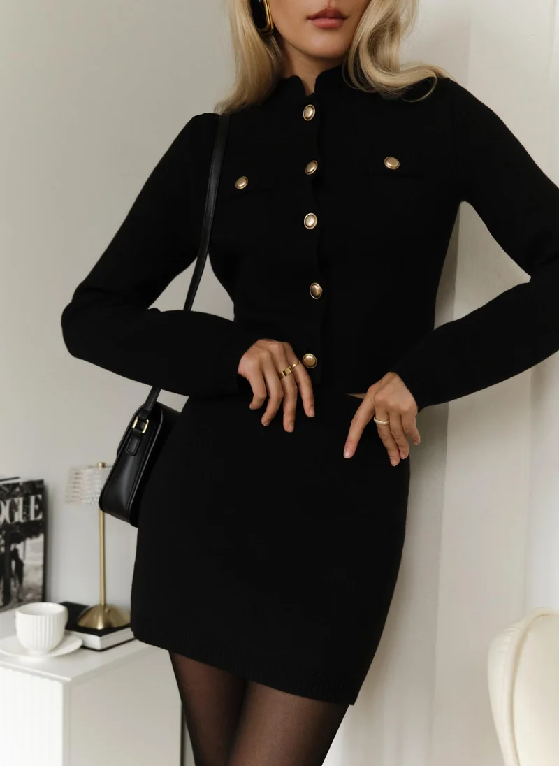 Straight mini jersey skirt