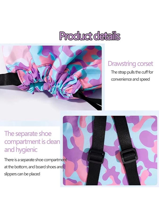 AUTOYSUR Swimming Backpack for Kids Dry and Wet Separation Waterproof Storage Bag Portable Drawstring Backpack for Gym Sports Beach Pool Gear Bag (Mermaid) - Image 3