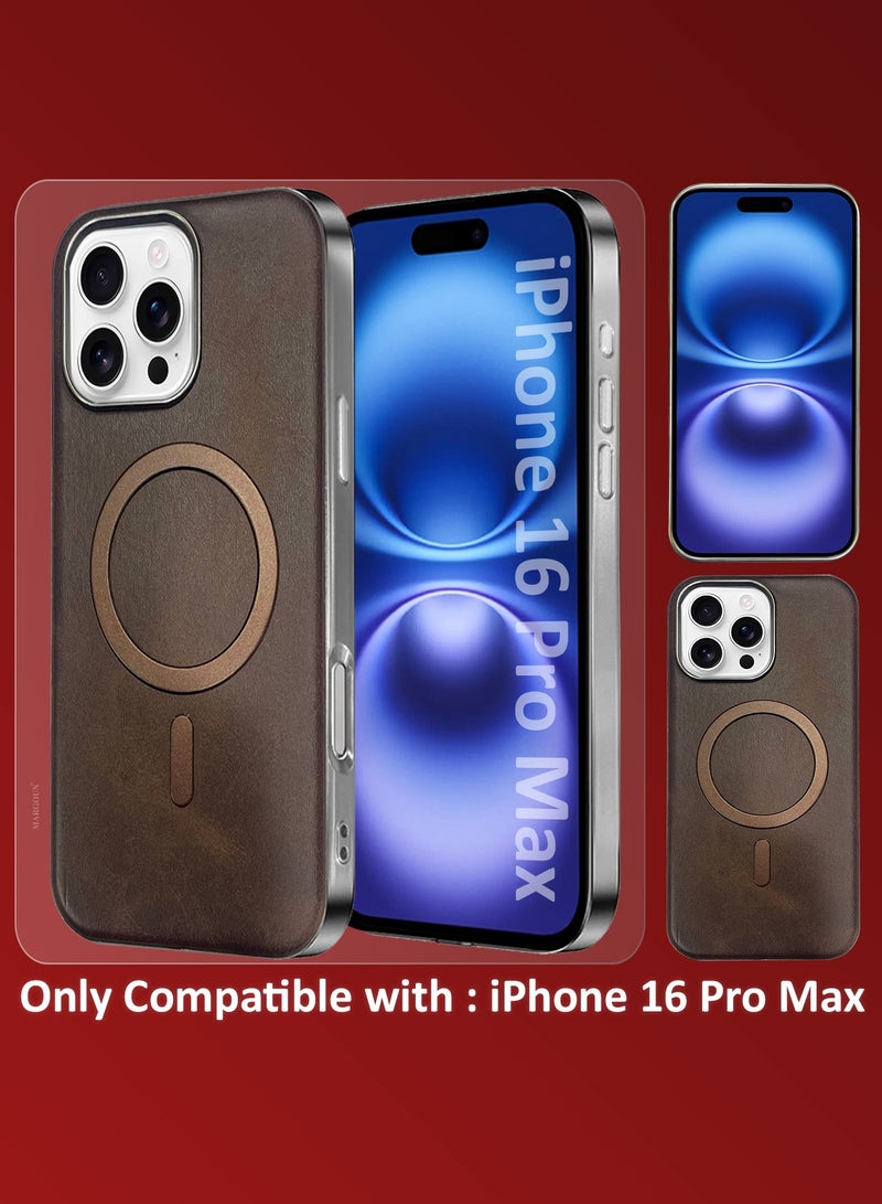 CATANES 3 Pack of PU Leather Case for Apple iPhone 16 Pro Max Compatible with Magsafe, Shockproof Drop Proof Protective Slim Case Brown - Image 2