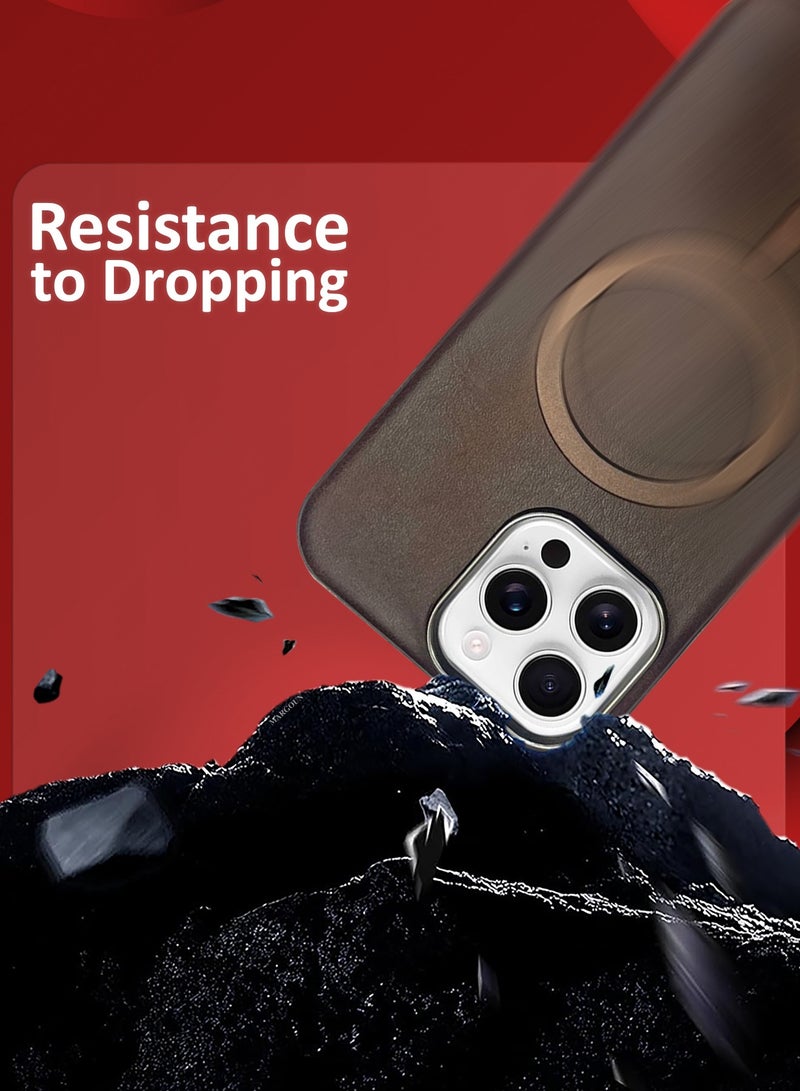 CATANES 3 Pack of PU Leather Case for Apple iPhone 16 Pro Max Compatible with Magsafe, Shockproof Drop Proof Protective Slim Case Brown - Image 5