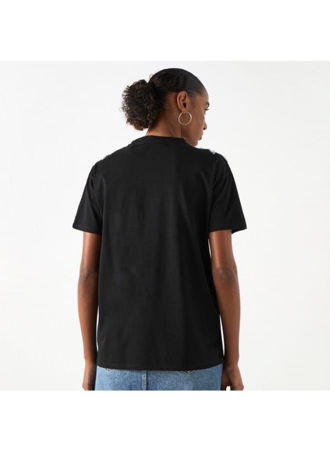 2Xtremz - 2Xtremz Embellished Crew Neck T-shirt with Short Sleeves - Image 1
