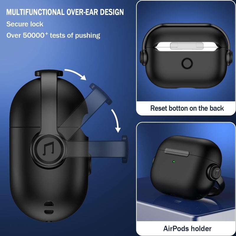 ANYOGRO Compatible with AirPods Pro 3 2025 Case Cover for Women Men, Unique Musician Headset Design PC Material Protective Case with Cleaner Kit and Keychain Black - Image 4