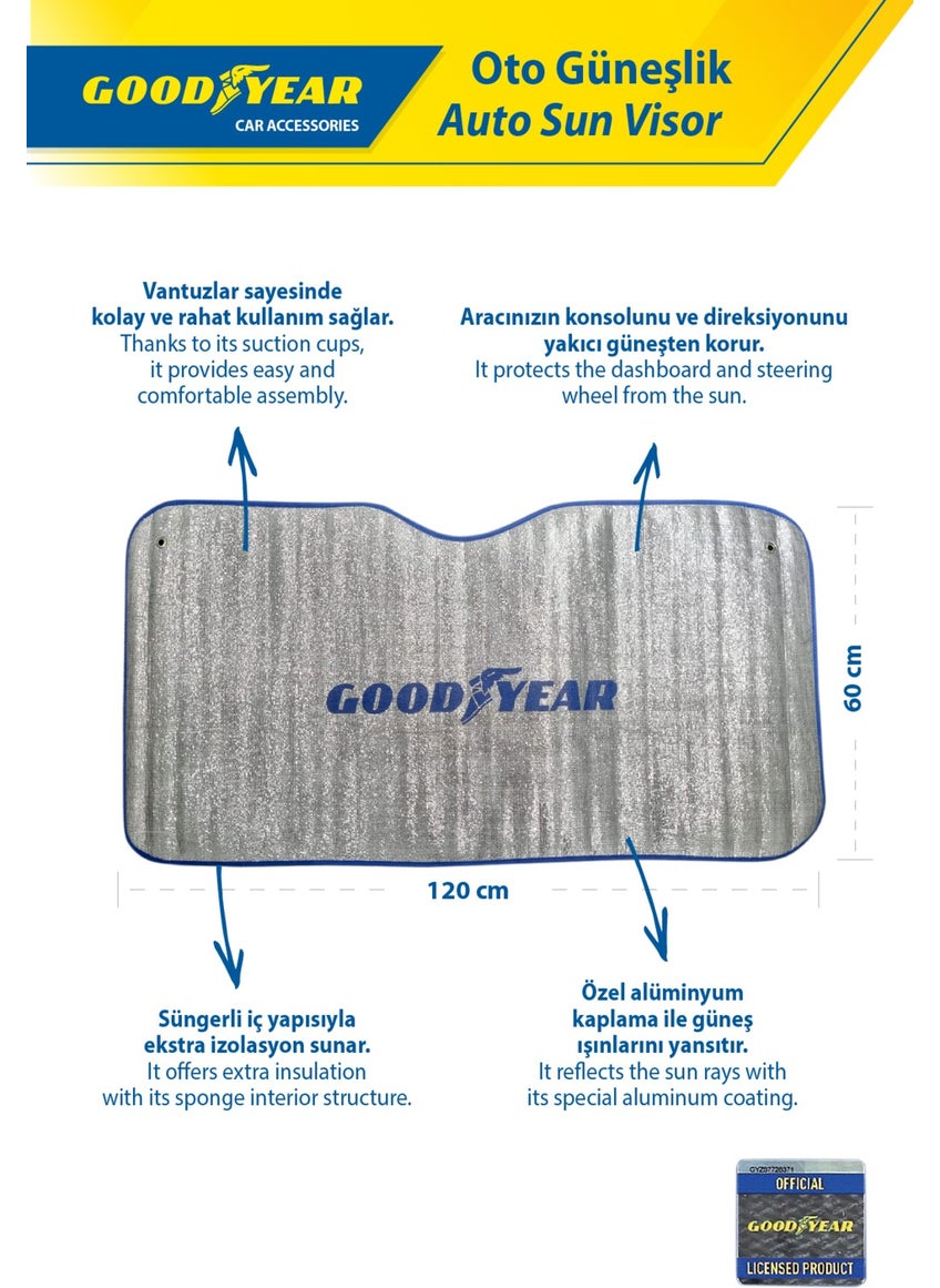 GOODYEAR - ANTI-UV CAR SUNSHADE 120 X 60 CM - Image 1