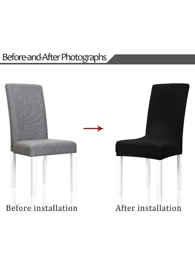 Obstal Black Stretch Spandex Dining Room Chair Covers Set of 4 Universal Removable Washable Chair Seat Slipcovers Protector for Kitchen Ceremony Wedding Banquet Hotel and Party - Image 4