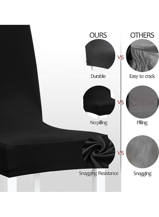 Obstal Black Stretch Spandex Dining Room Chair Covers Set of 4 Universal Removable Washable Chair Seat Slipcovers Protector for Kitchen Ceremony Wedding Banquet Hotel and Party - Image 5